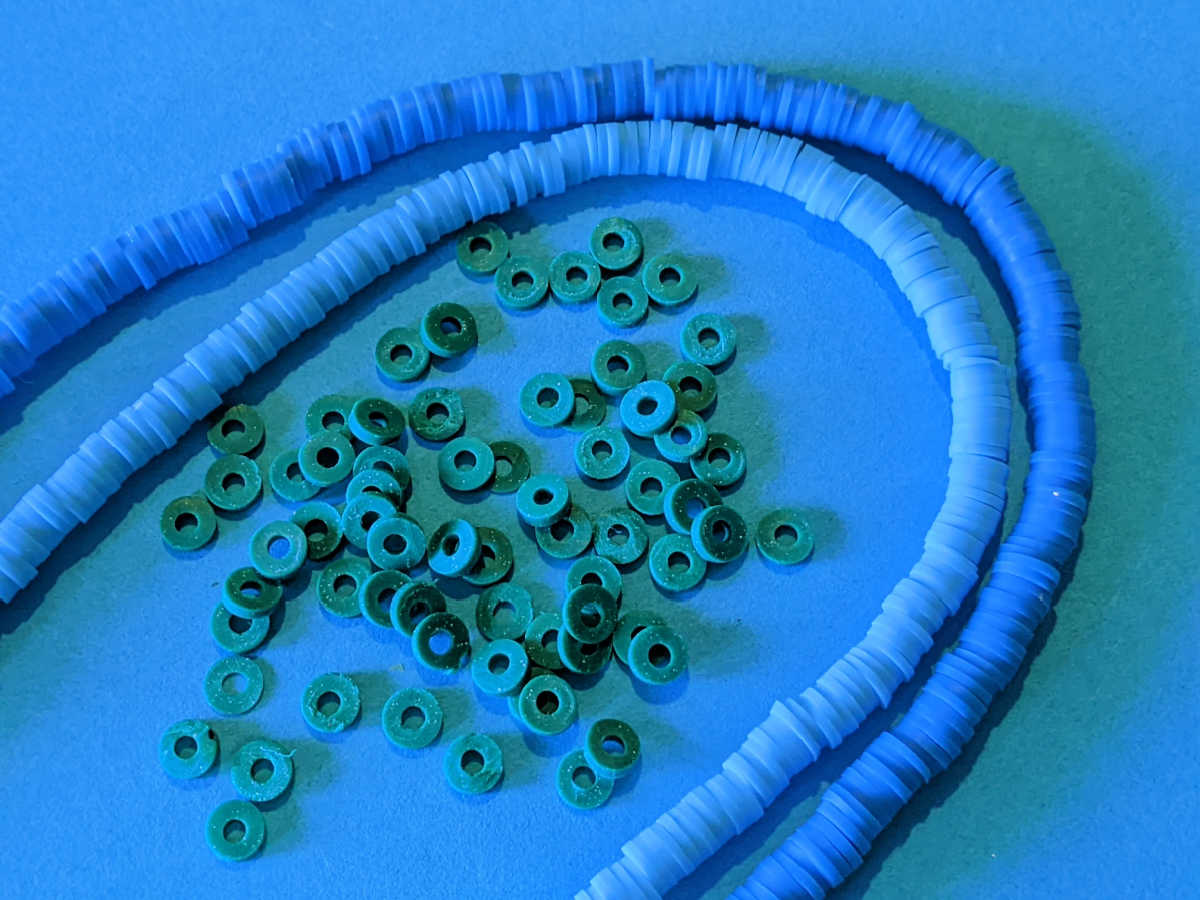 blue and green heishi beads