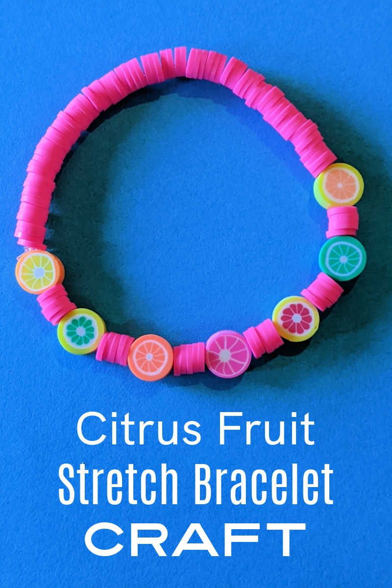 Make a fun DIY citrus fruit bracelet craft with polymer clay beads and elastic thread, so you can add a happy pop of color to your wrist. 
