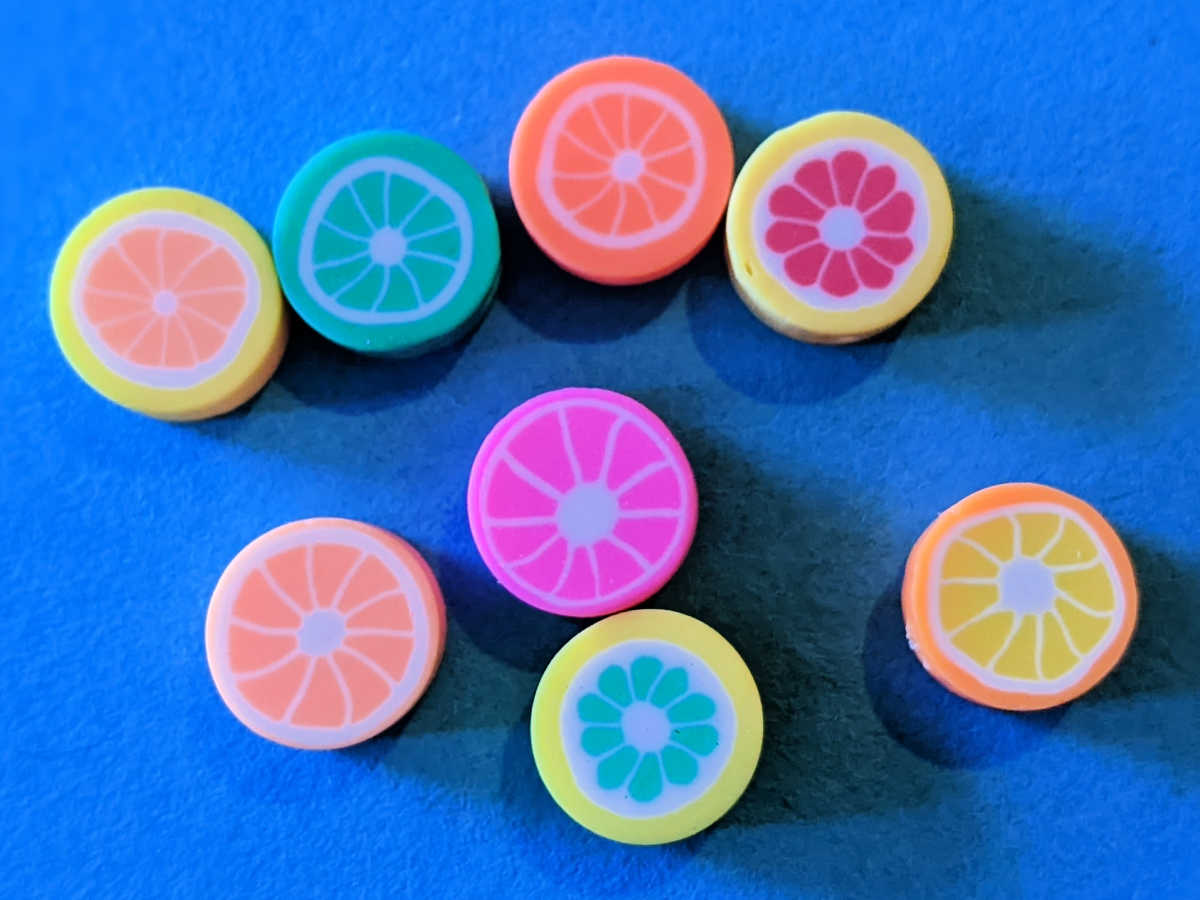 citrus polymer clay beads