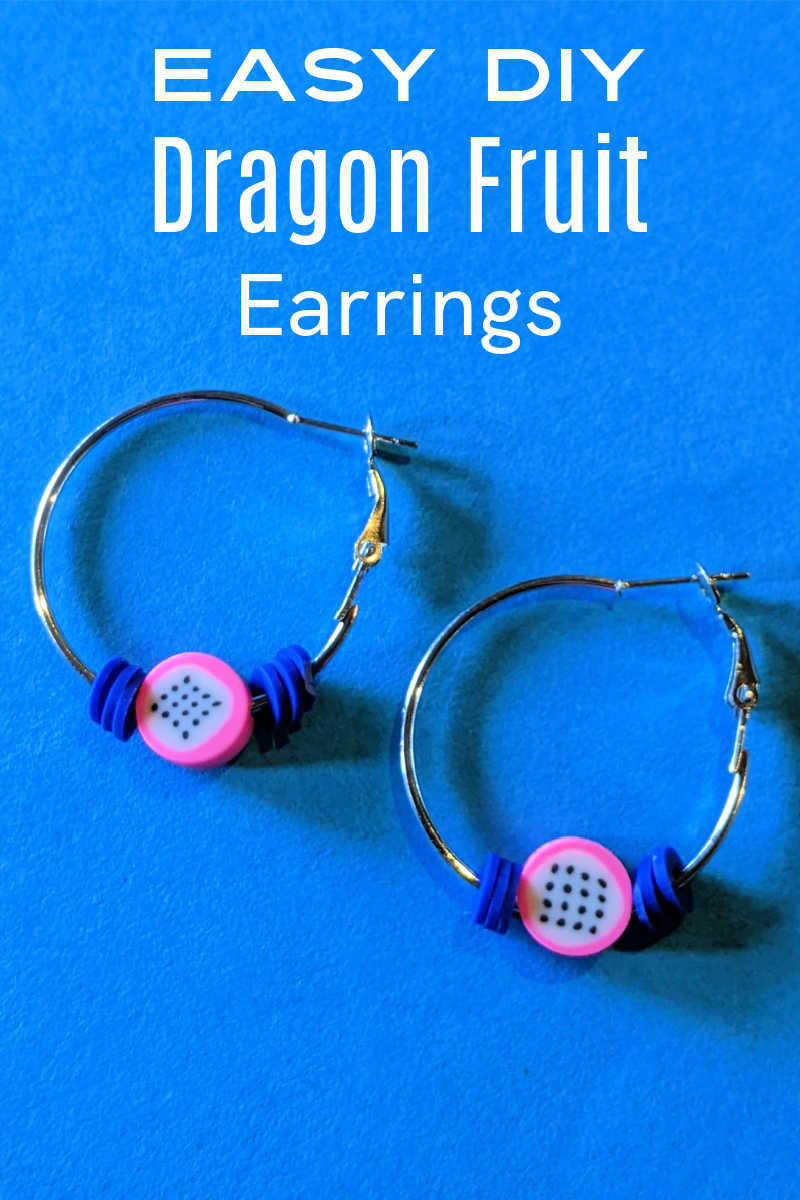 This polymer clay dragon fruit hoop earrings craft is easy to make and the homemade jewelry is a fun conversation piece to wear. 