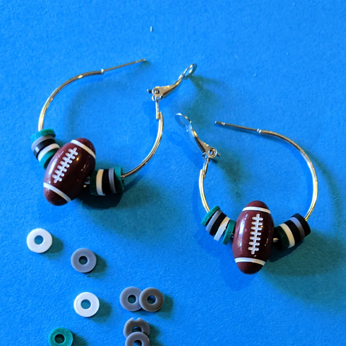 diy football team hoop earrings