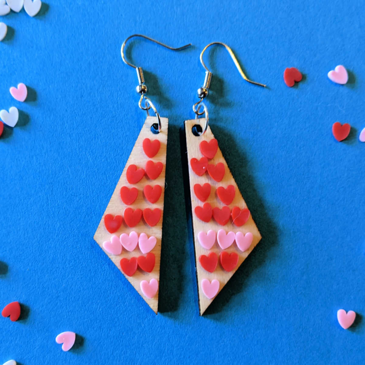 diy valentine wood earrings