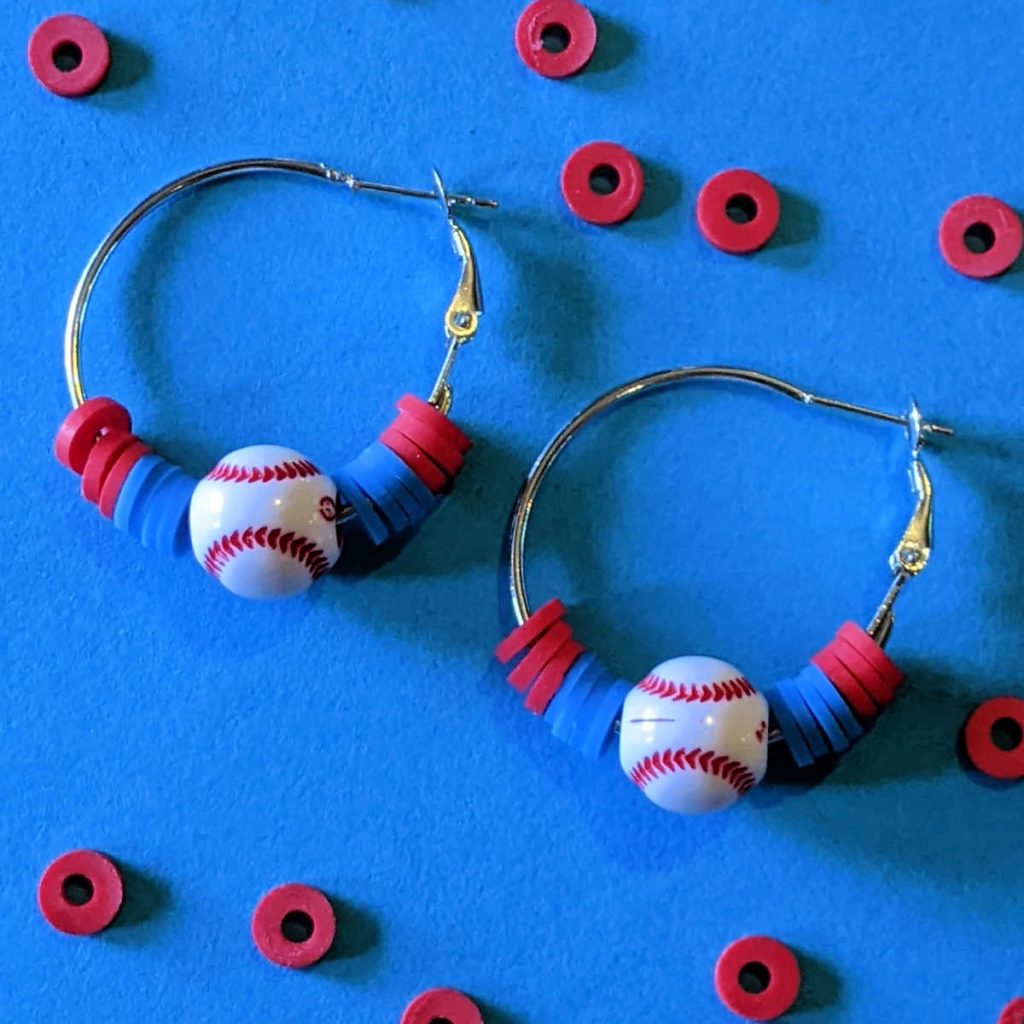 DIY Beaded Baseball Hoop Earrings Craft Mama Likes This