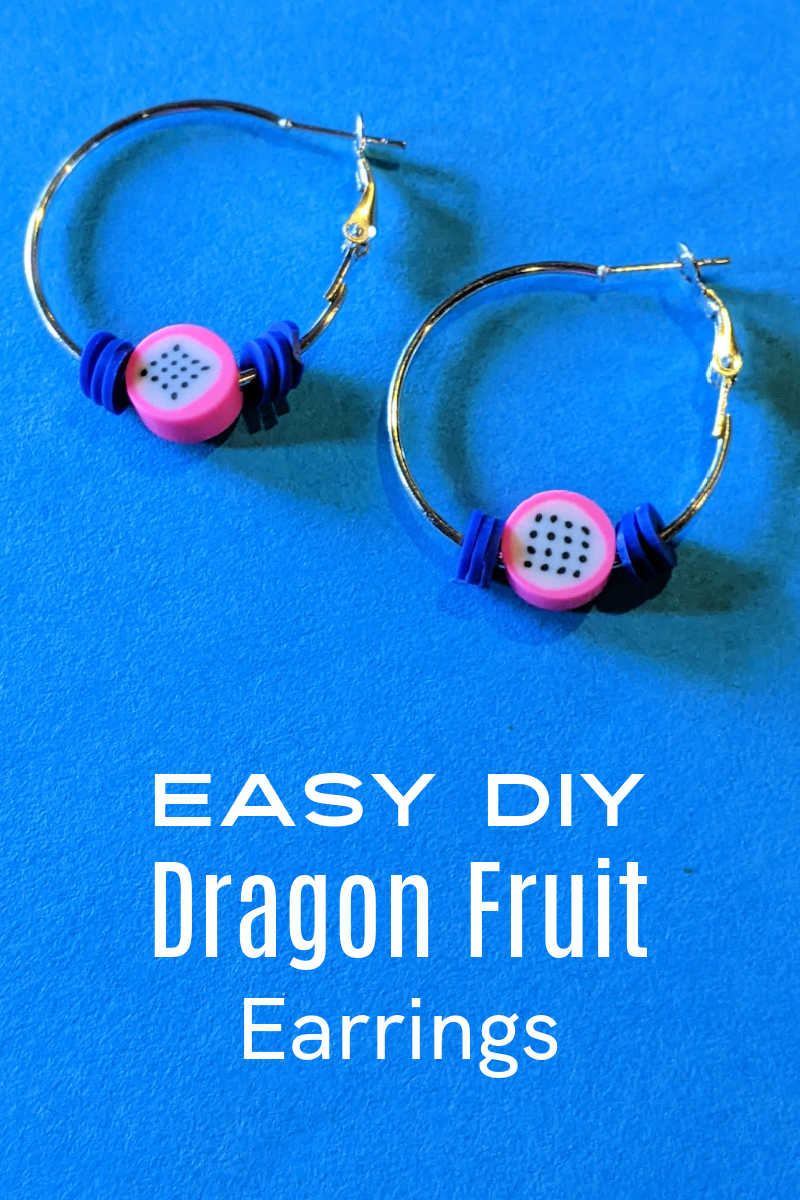 This polymer clay dragon fruit hoop earrings craft is easy to make and the homemade jewelry is a fun conversation piece to wear. 