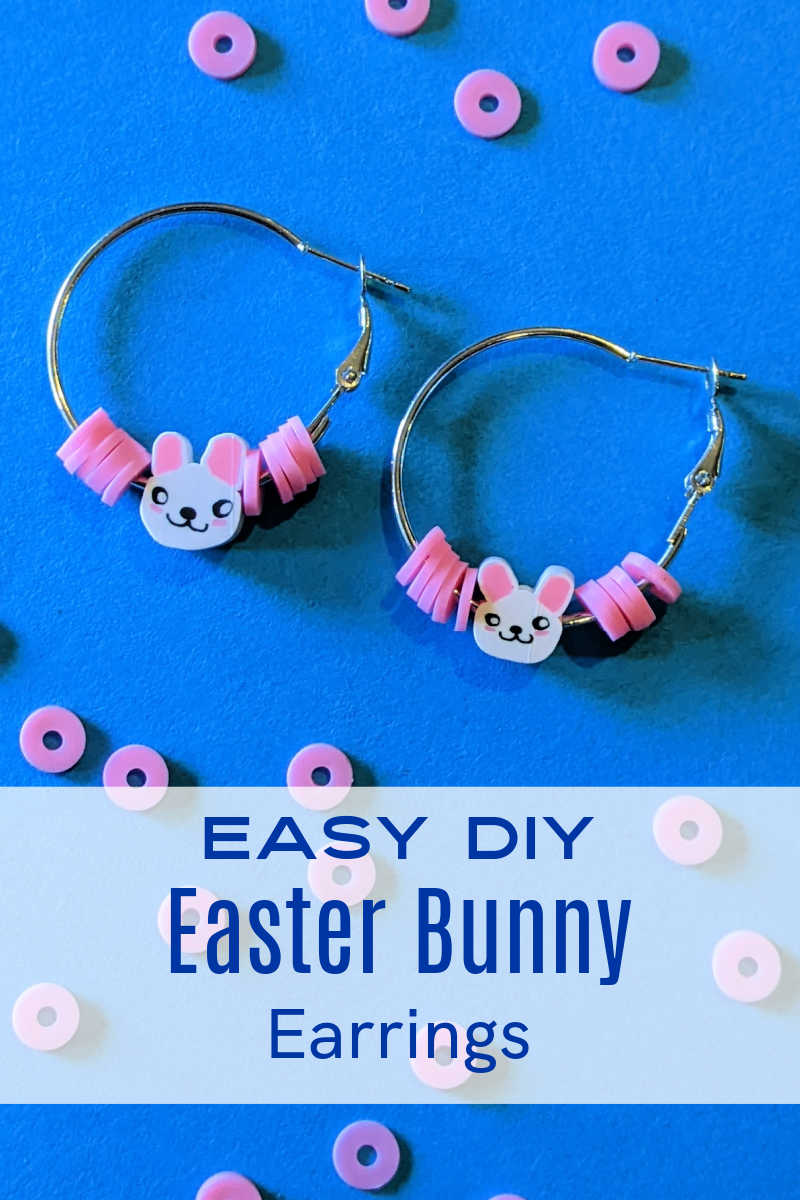 Even jewelry making beginners can make this super cute pink Easter Bunny hoop earrings craft with polymer beads. 