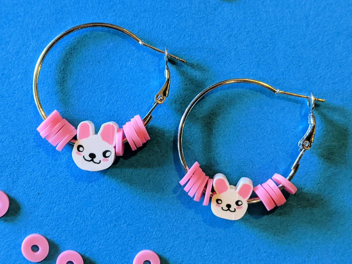 easy diy easter bunny hoop earrings