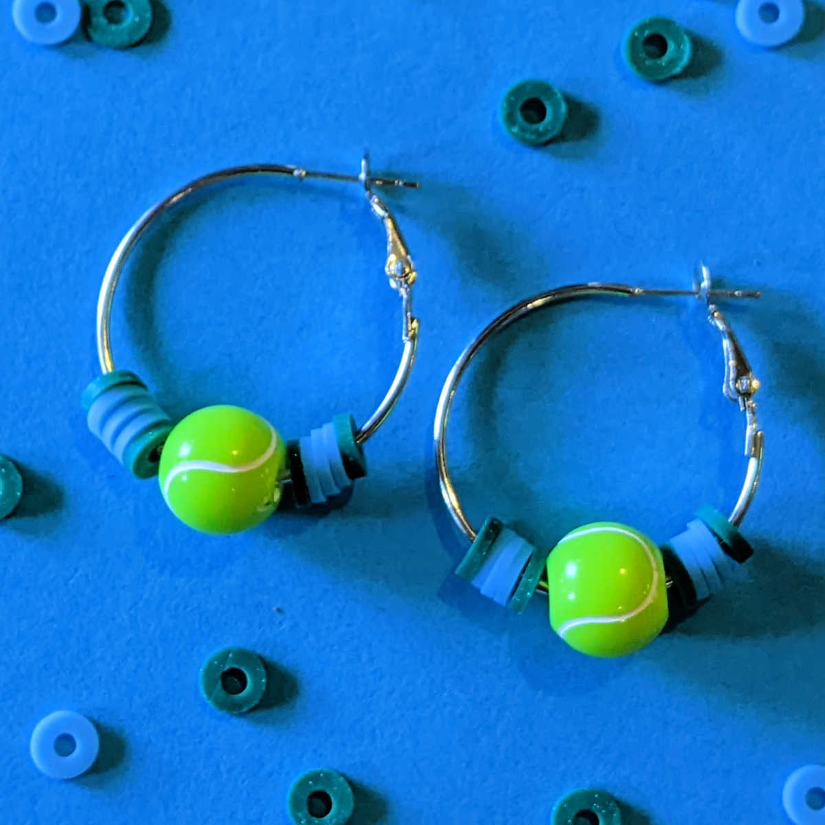 DIY Beaded Tennis Ball Hoop Earrings Craft - Mama Likes This