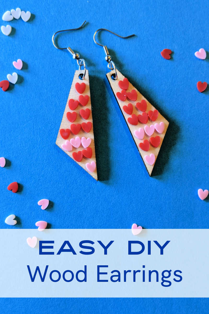 February 14th is a good time to make DIY Valentine wood earrings, but you can wear this cute heart jewelry any time of the year. 
