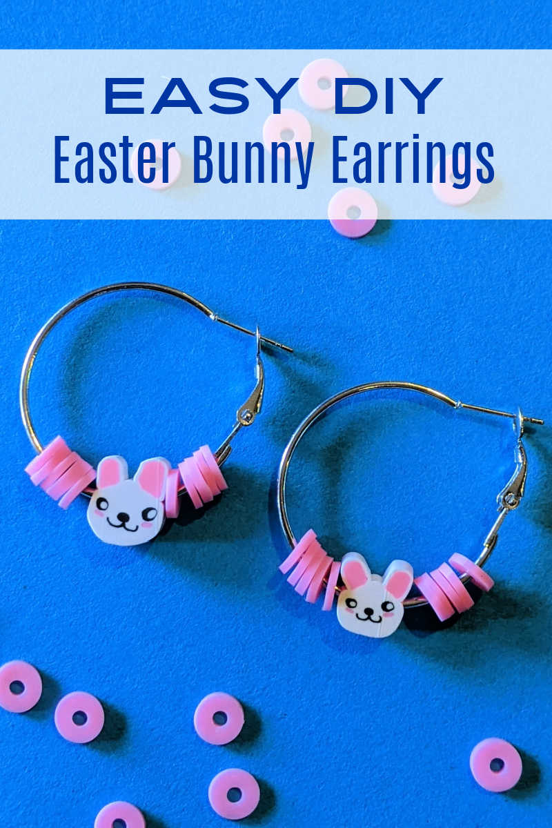 Even jewelry making beginners can make this super cute pink Easter Bunny hoop earrings craft with polymer beads. 