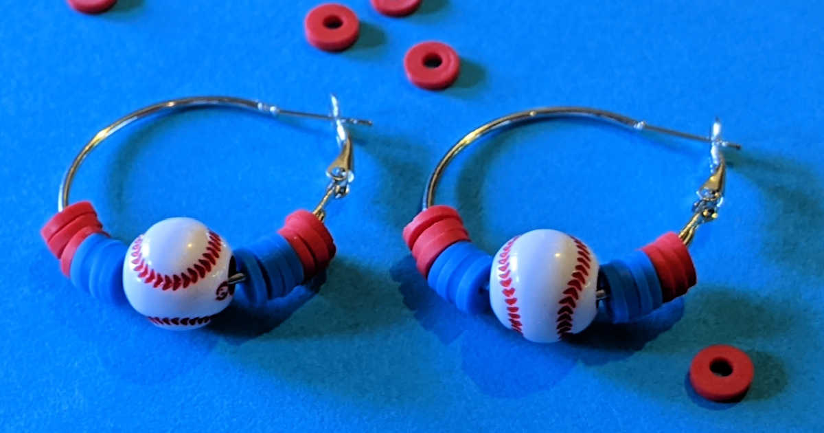 Make baseball earrings with me! #baseball #beads #earrings #with