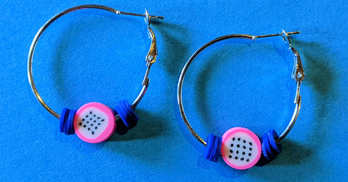 feature dragon fruit hoop earrings