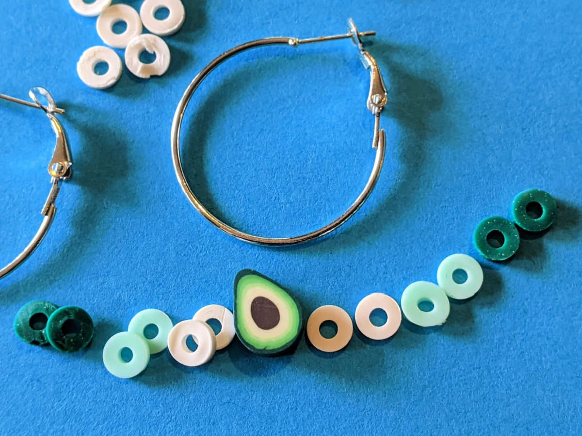 making beaded avocado earrings