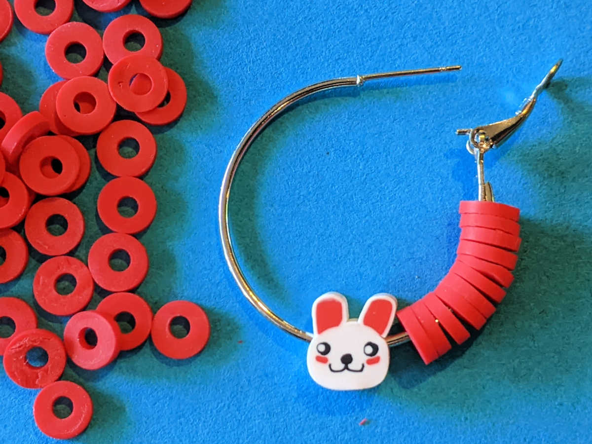 making heishi bead hoop earrings