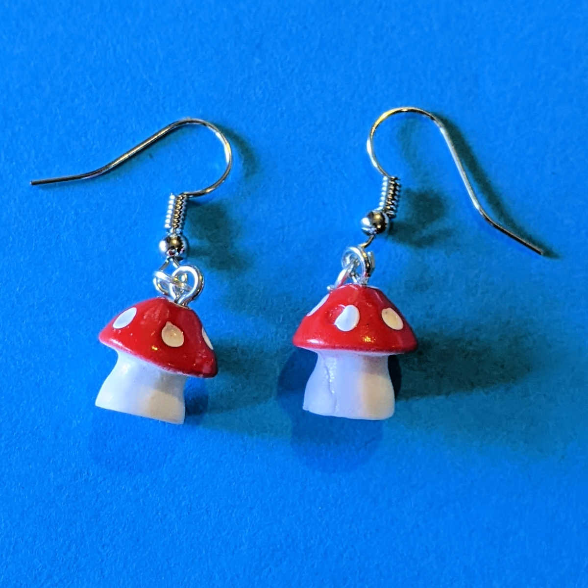 pair of diy mushroom earrings