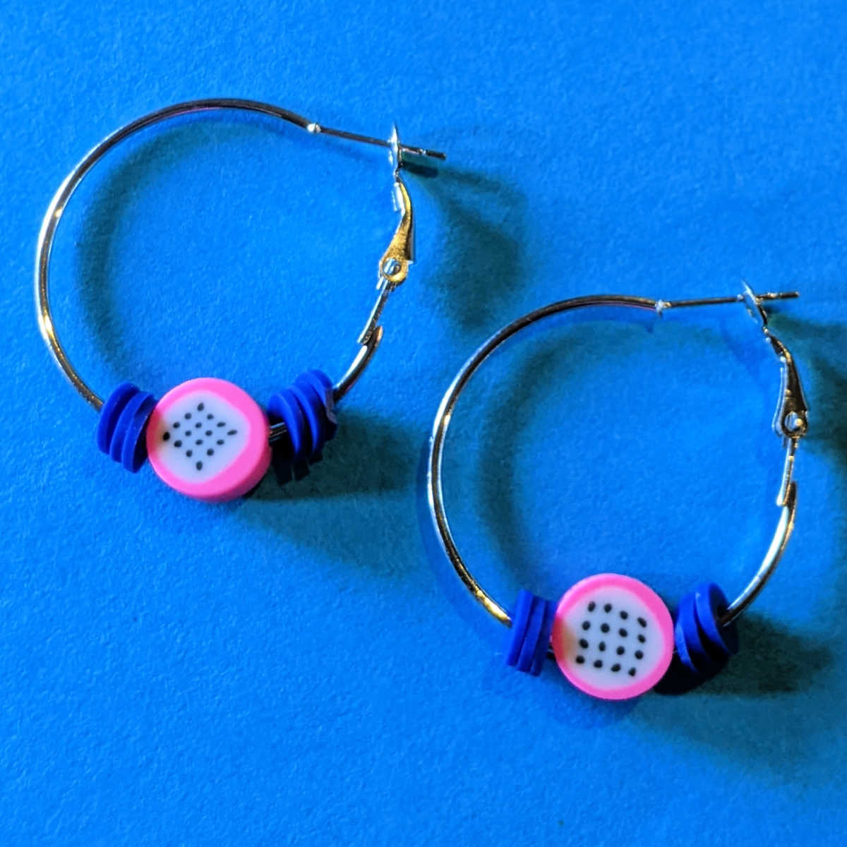 pair of dragon fruit hoop earrings