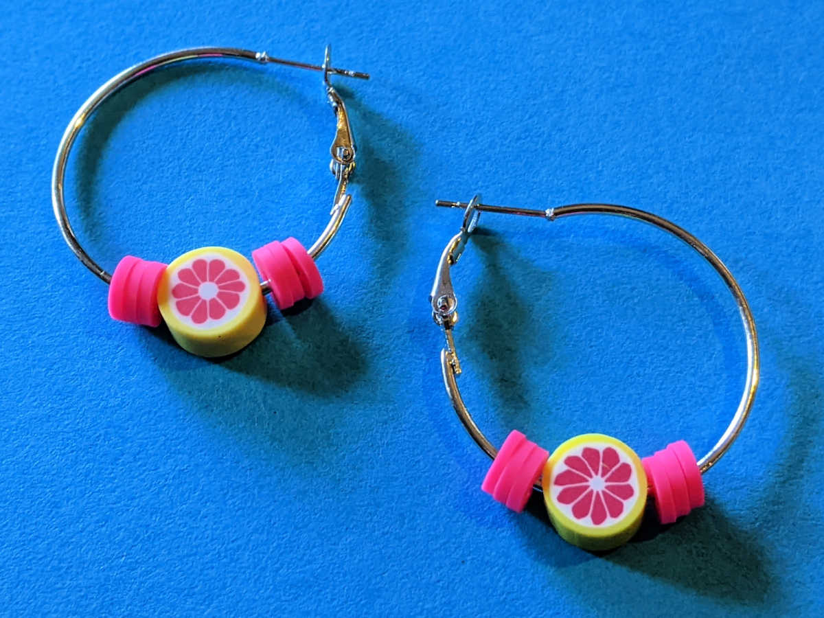 pink grapefruit earrings craft