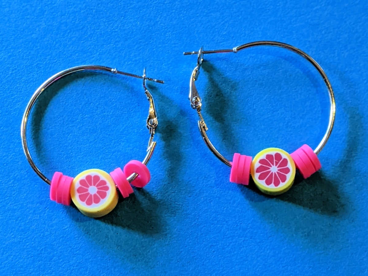 pink grapefruit hoop earring craft