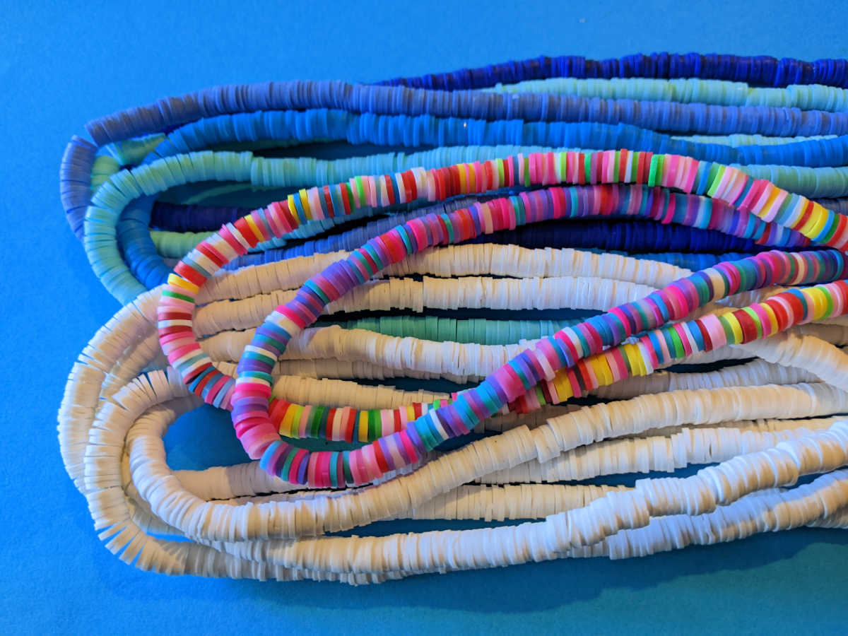 polymer clay heishi bead strands