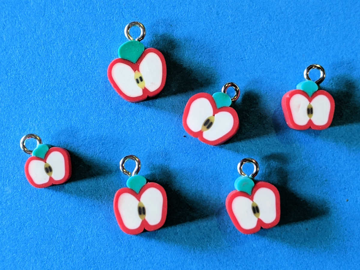 polymer clay red apple charms