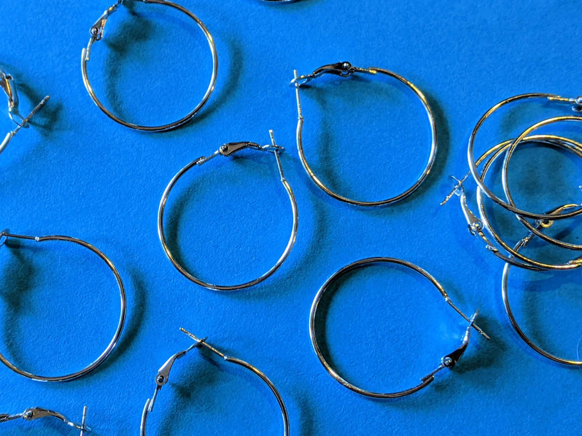 silver tone hoop earring findings