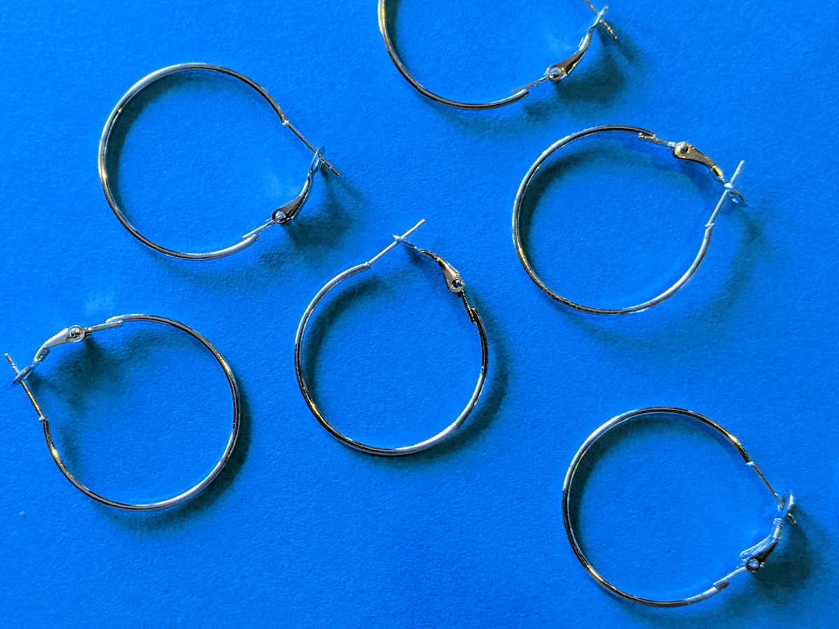 silver tone hoops for making earrings