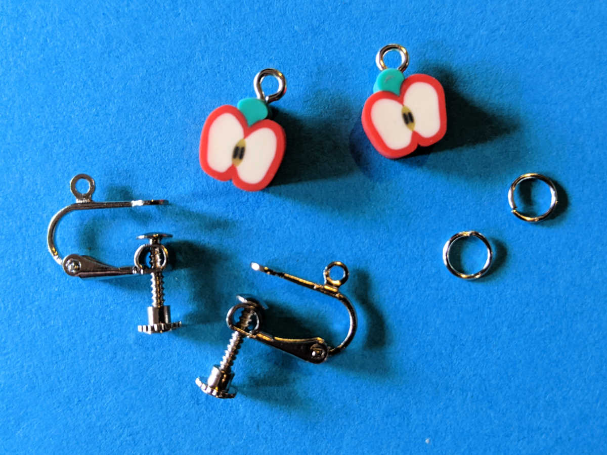 supplies for apple clip-on earrings craft