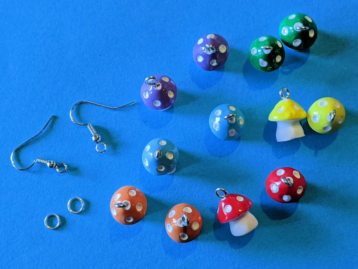 supplies for mushroom earrings craft