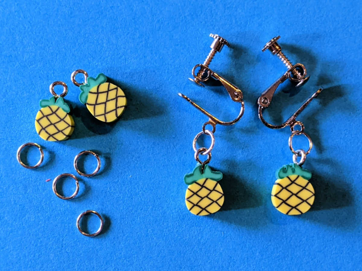 supplies for pineapple clip-on earrings