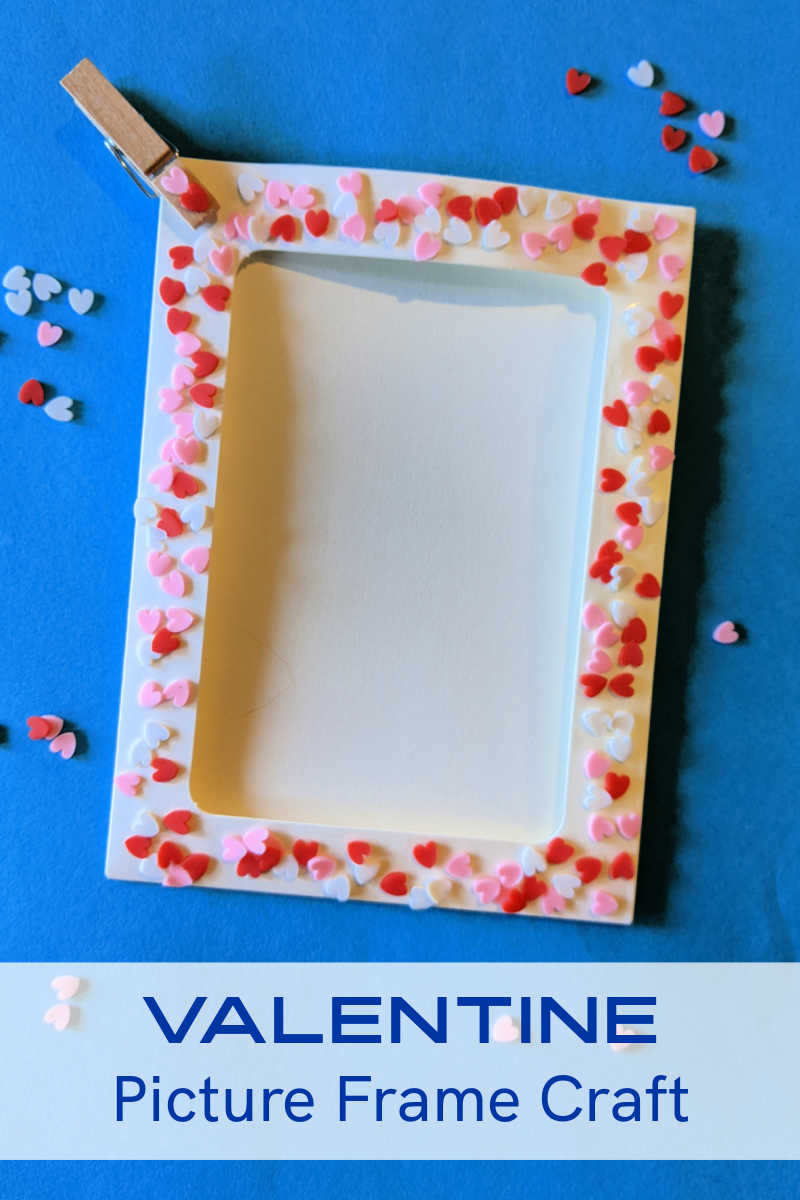 Celebrate a loved one by making an easy Valentine frame craft with a paper picture frame and pink, red and white polymer heart slices. 