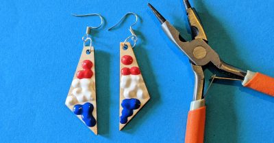 feature patriotic painted earrings