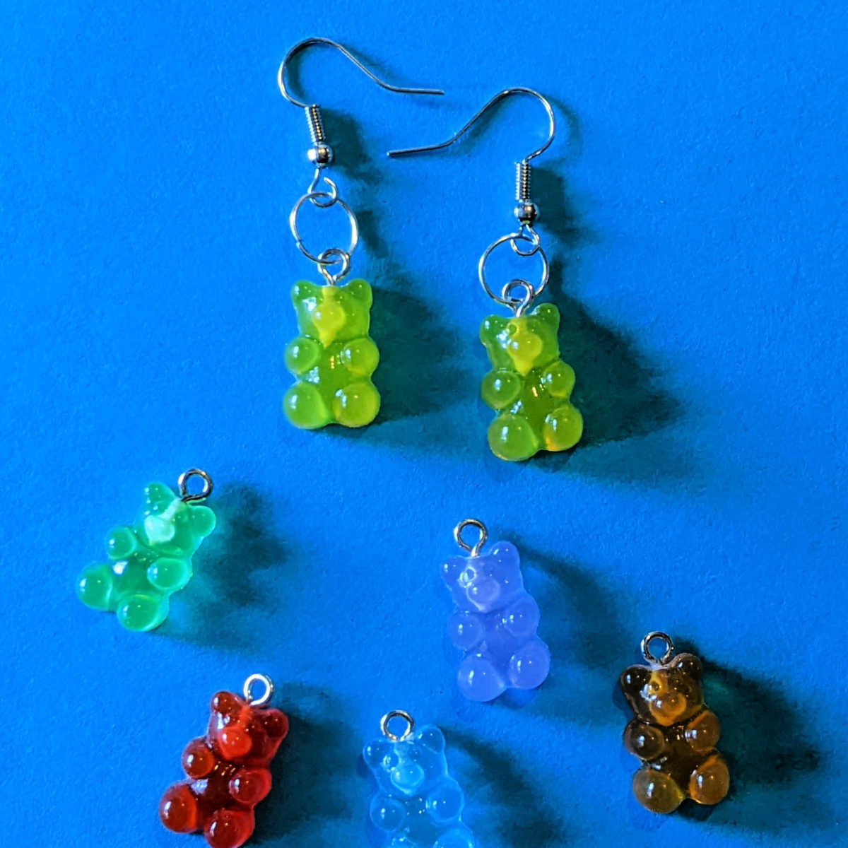 gummy bear charm drop earrings