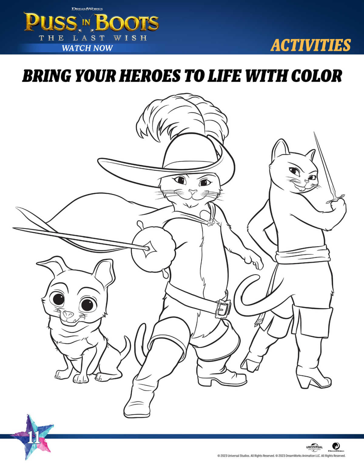 printable puss in boots characters coloring page