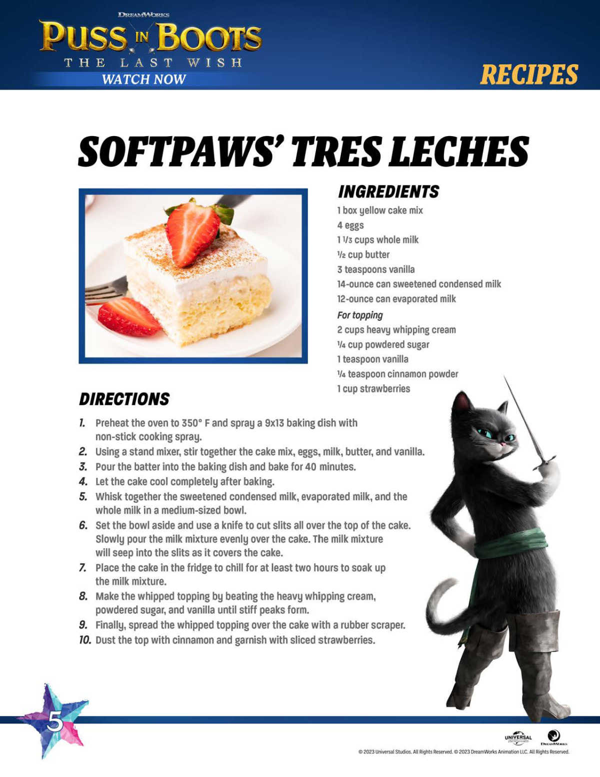 printable puss tres leches cake recipe