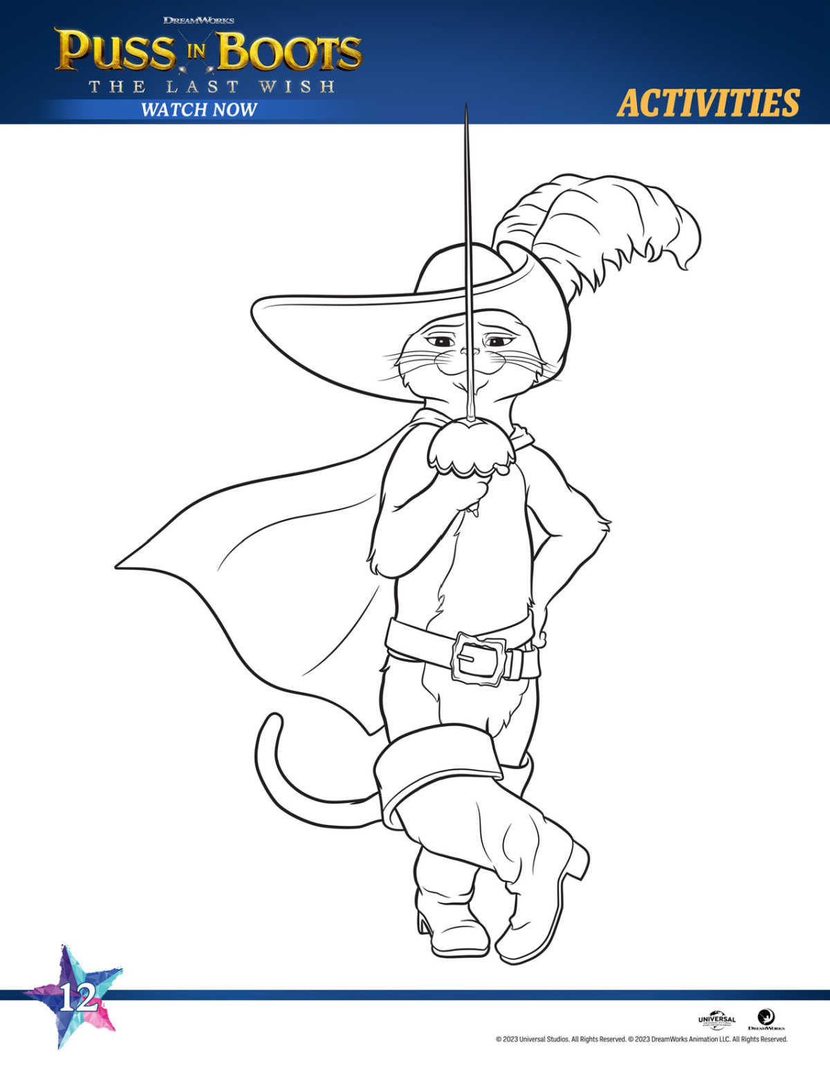 puss in boots coloring page