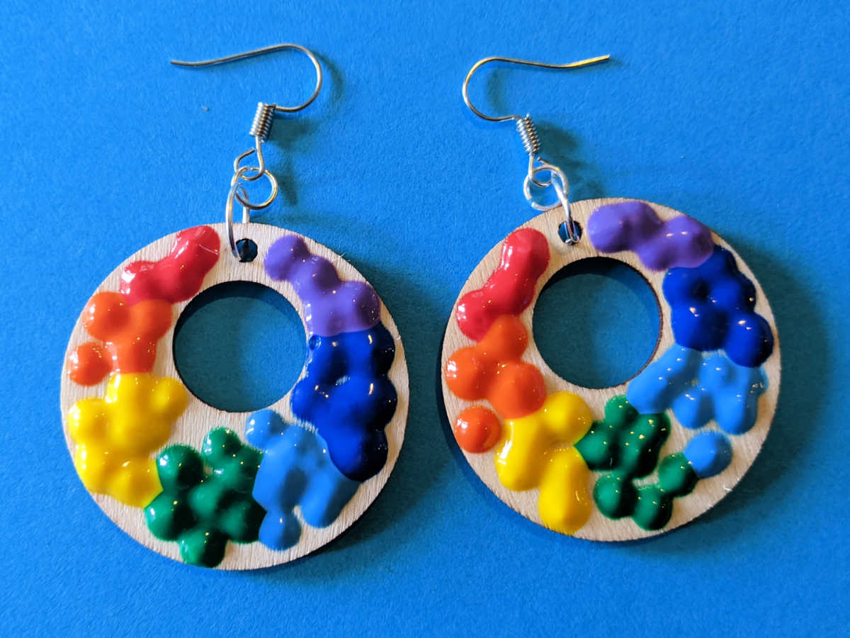 rainbow painted earrings craft