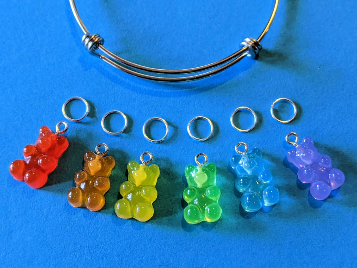 supplies for rainbow bear bangle bracelet craft