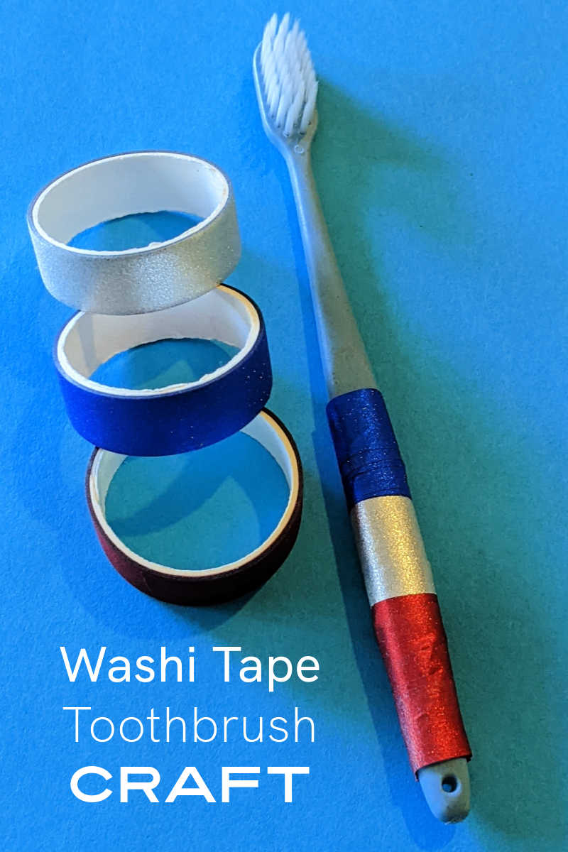 Make this easy red, white and blue patriotic washi toothbrush craft, so you and your kids can have fun as you brush your teeth in style.