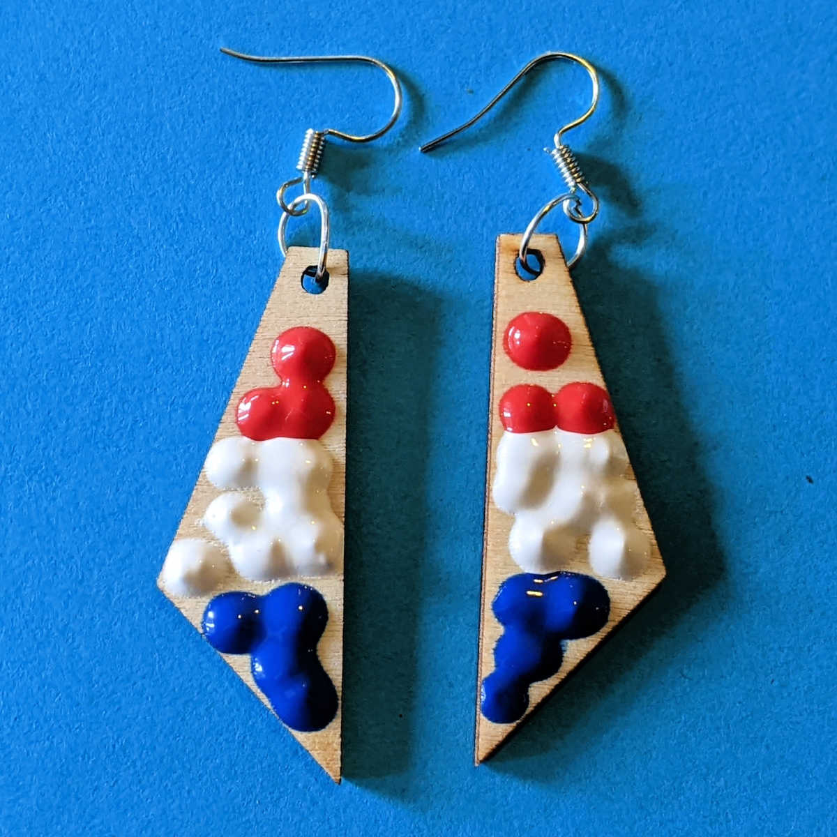 wood patriotic painted earrings