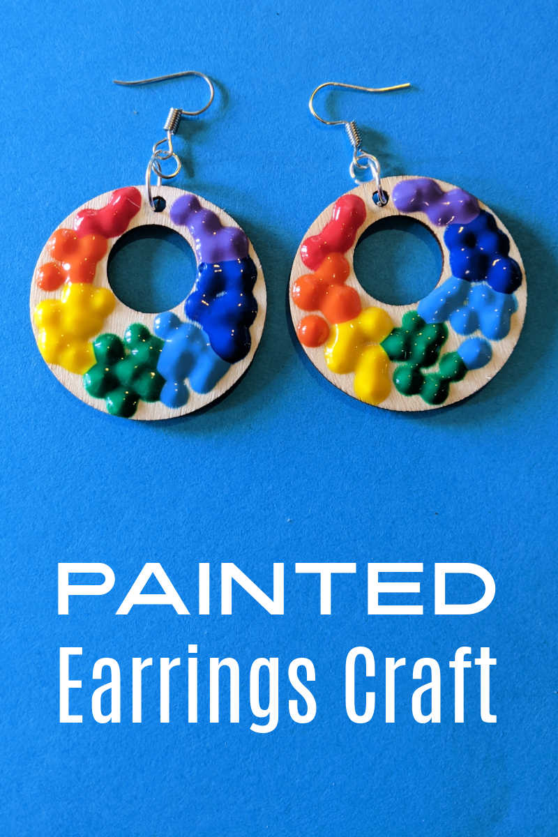 Make your own unique rainbow painted earrings with wood earring blanks, dimensional paint and basic jewelry making supplies. 