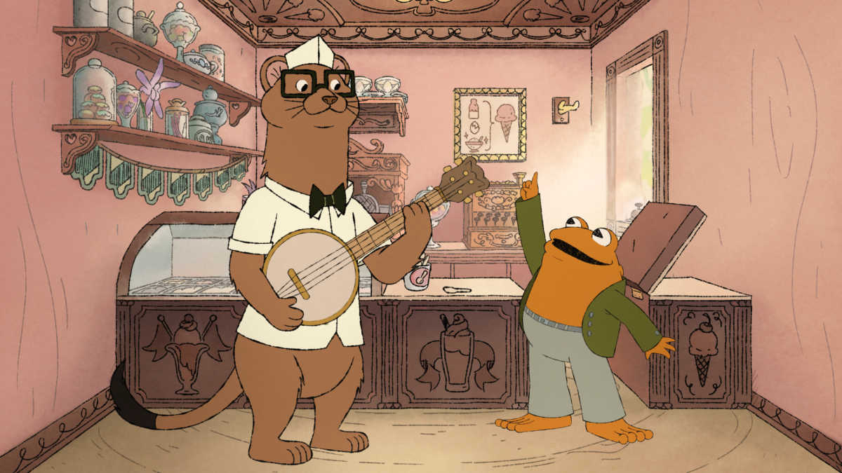Episode 2. Mink (voiced by Tom Kenny) and Toad (voiced by Kevin Michael Richardson) in _Frog and Toad,_ premiering April 28, 2023 on Apple TV+.
