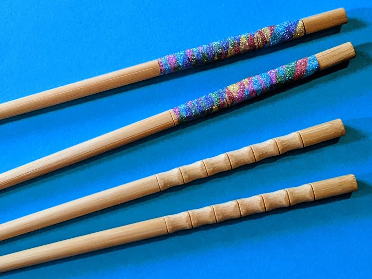 decorating chopsticks with washi tape