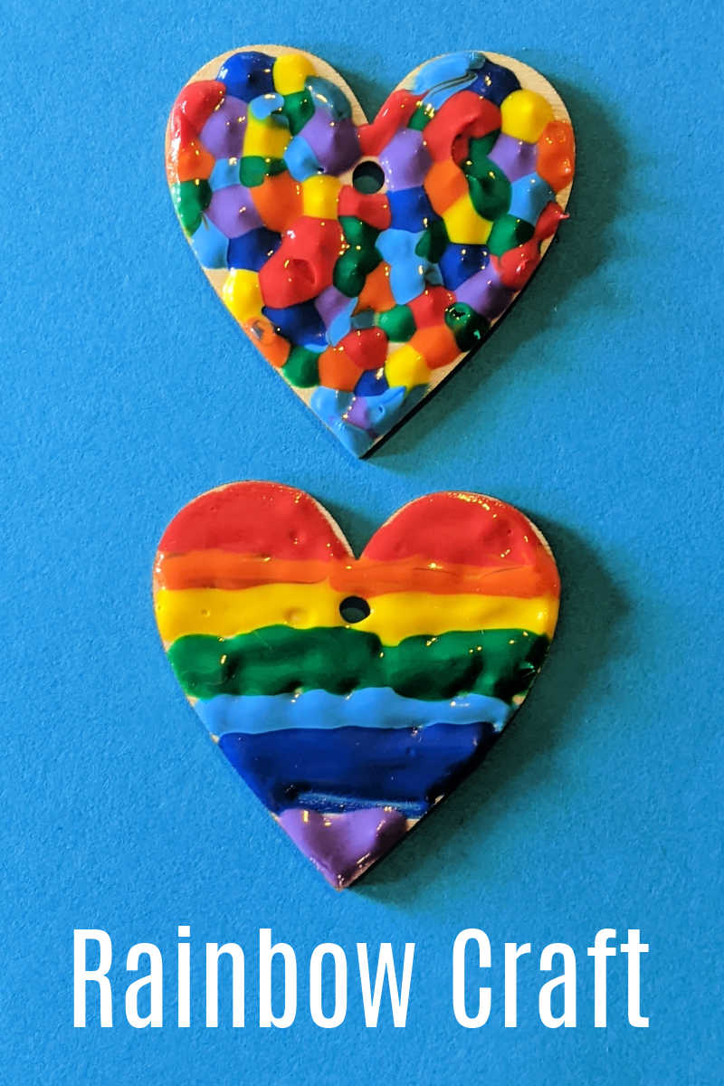 Learn how to make an easy rainbow painted heart craft with unfinished wood hearts and Tulip Dimensional Paint in rainbow colors.