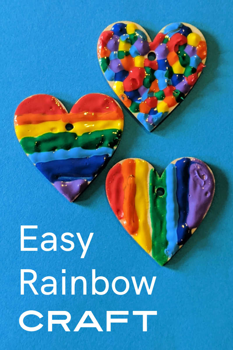 Learn how to make an easy rainbow painted heart craft with unfinished wood hearts and Tulip Dimensional Paint in rainbow colors.