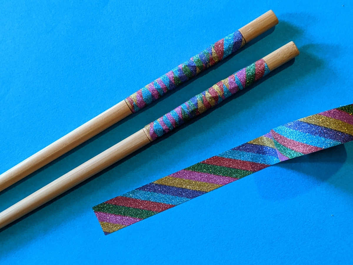 easy rainbow washi tape chopsticks