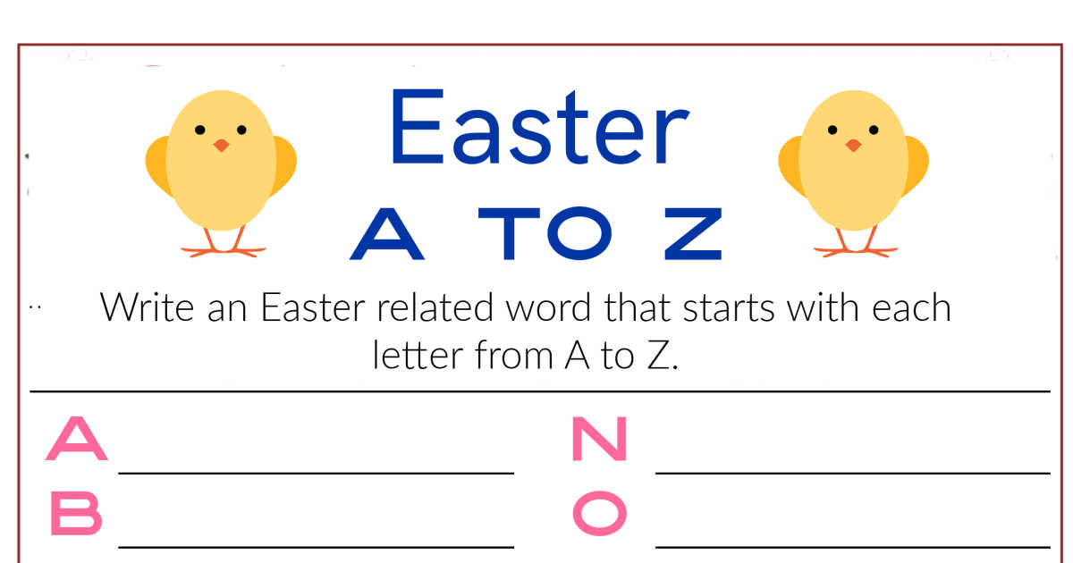 feature easter word activity page