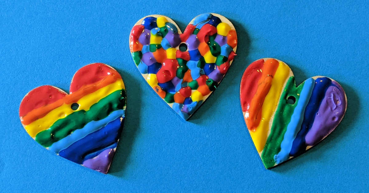 feature easy painted rainbow heart craft