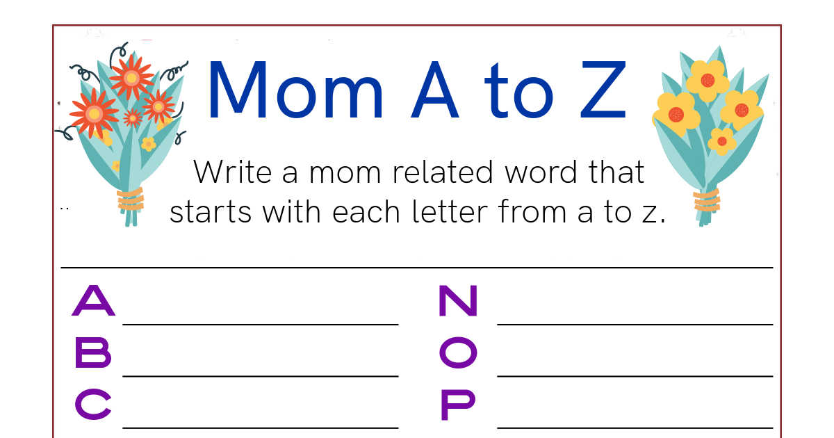 feature mom word activity page