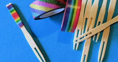 feature rainbow washi appetizer forks