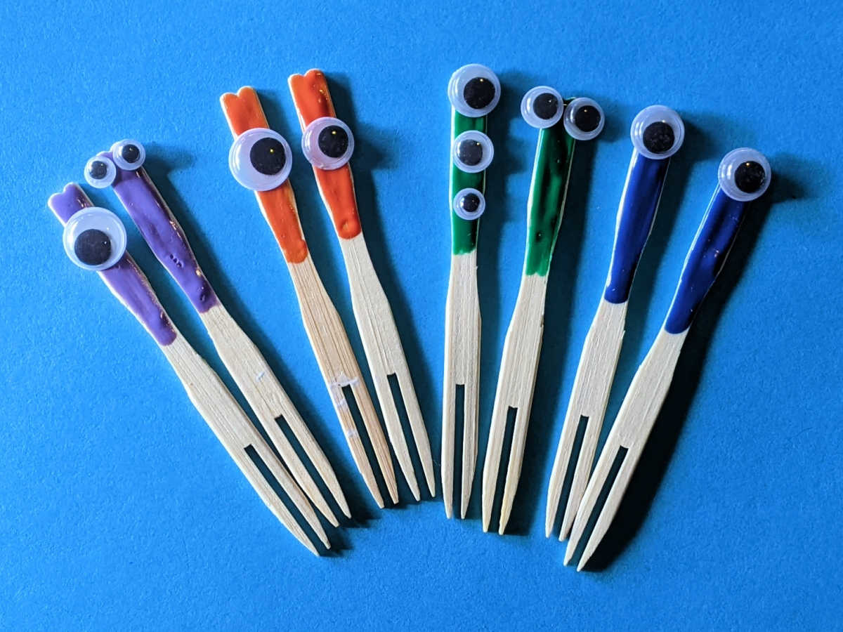 googly eyes appetizer fork craft