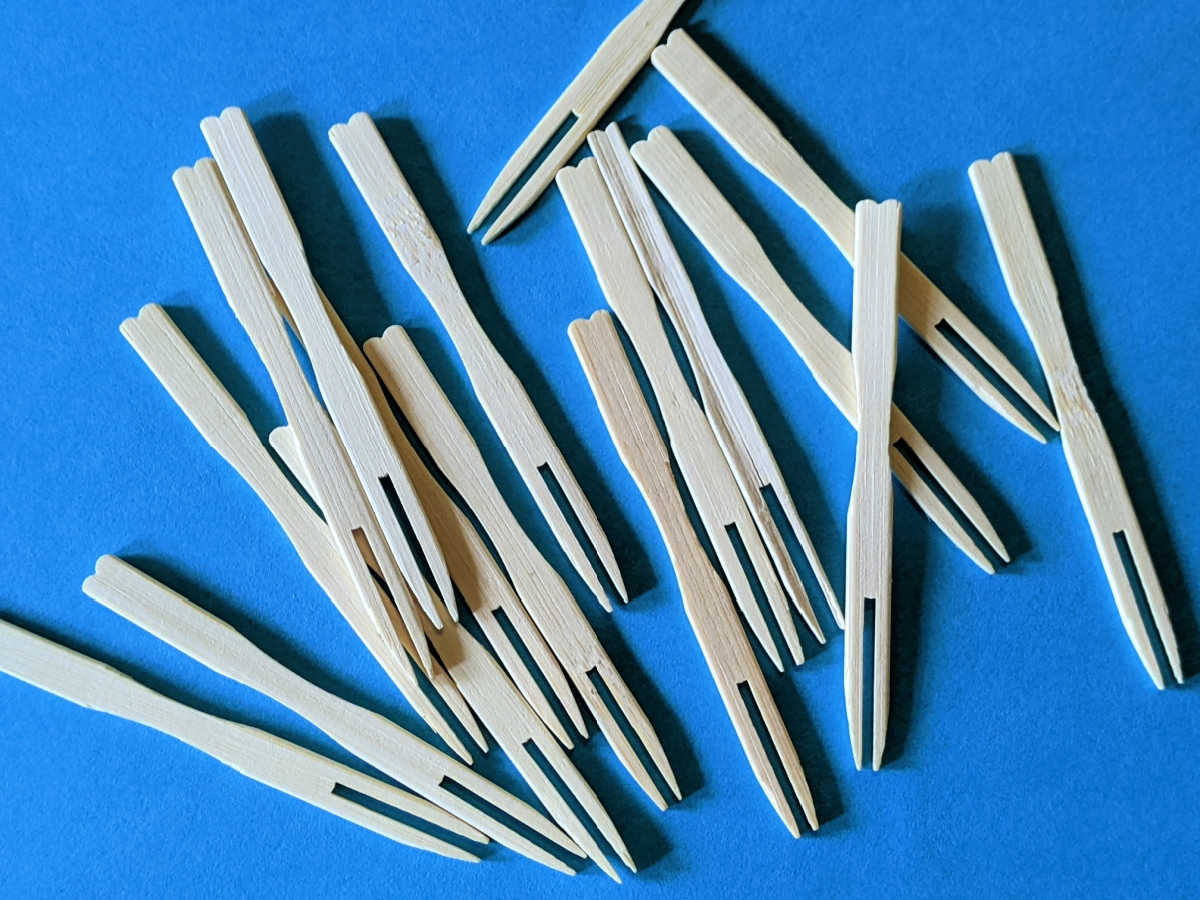 lots of bamboo appetizer forks
